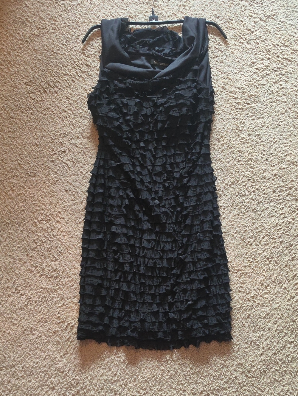 White House Black Market Black Ruffle Sheath Mini Dress